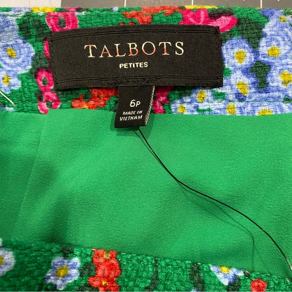 Talbot's Skirt Women's 6 Petite Green Modern Floral New Short Office Business - Picture 7 of 10